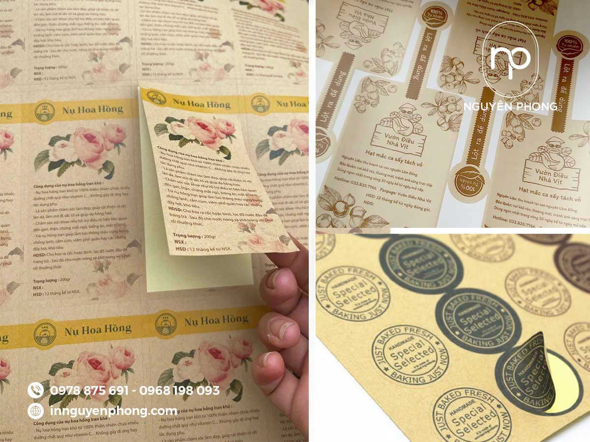 In logo decal giấy Kraft mộc mạc